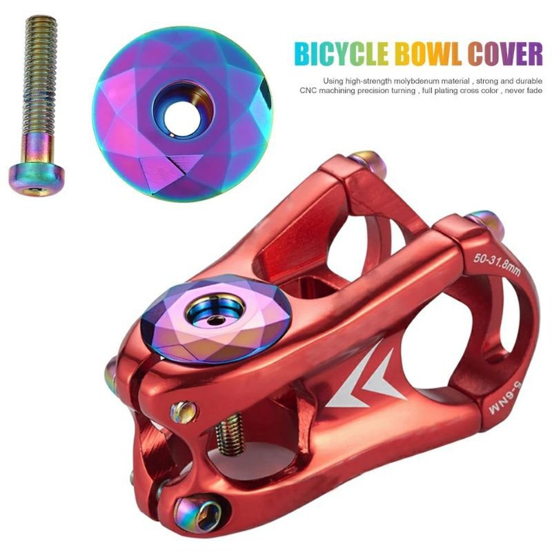 Top Cap Tutup Cover Stem Headset Size 1-1/8 Inch 28.6mm Untuk Fork Sepeda MTB Road Bike Alloy CNC Ba