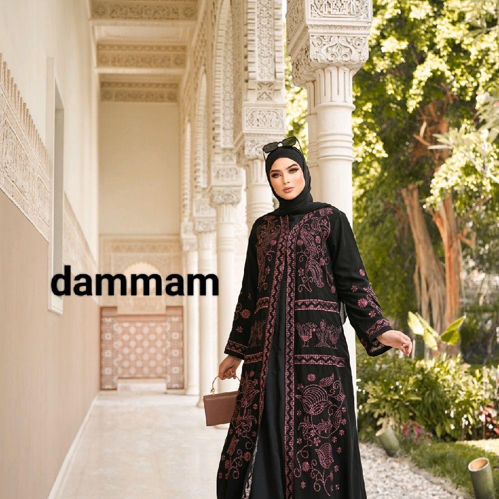 gamis abaya saraza tipe dammam Muslim Wanita Dress Dewasa Lebaran Remaja Hitam Syari Mewah
