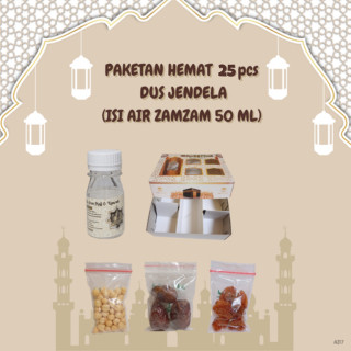 

25 pcs paketan hemat jendela untuk oleh oleh haji dan umroh ( botol isi air zam zam 50 ml)