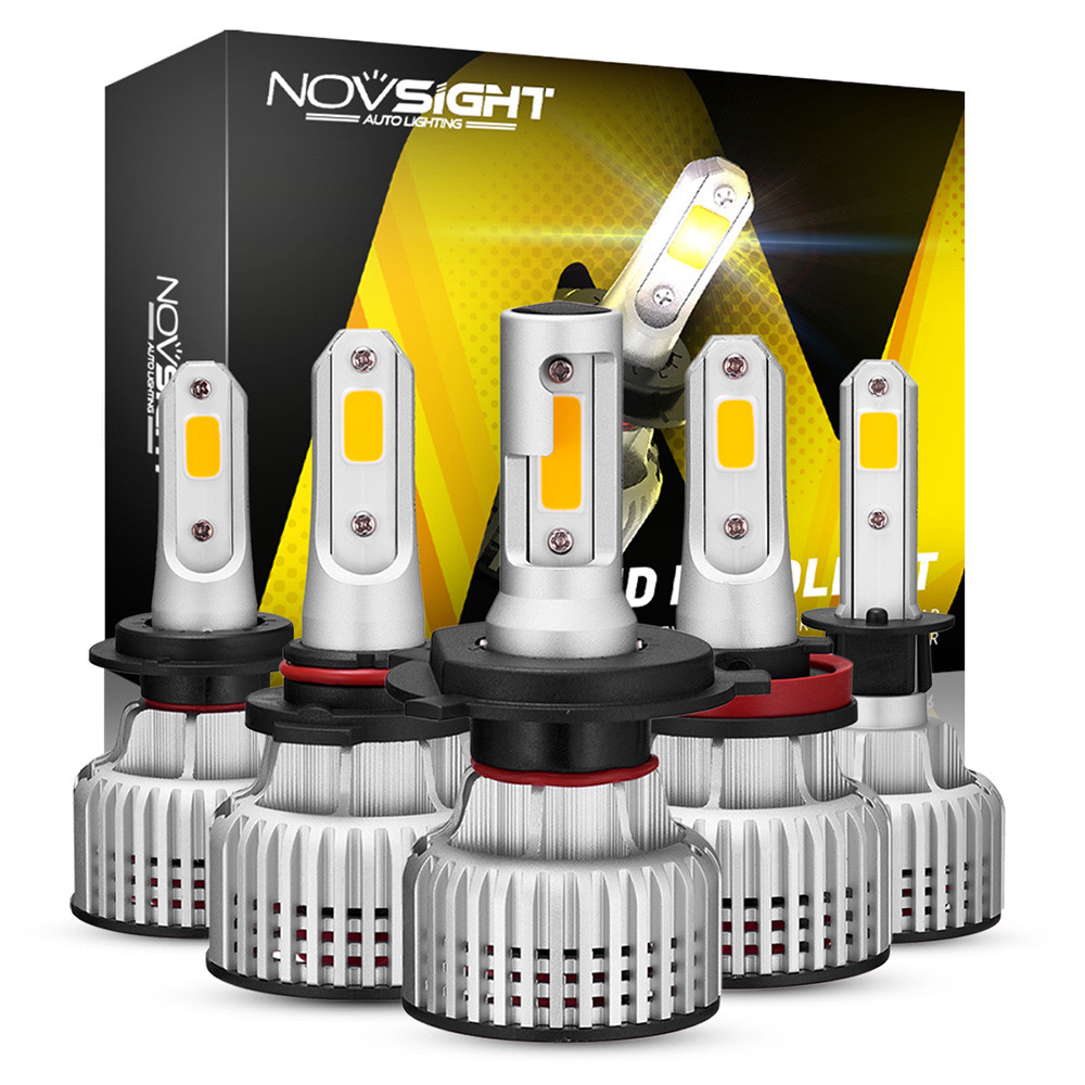 NOVSIGHT H7 LED Headlight For Car H4 LED H1 H3 H11 9005 9006 HB3 HB4 72W 10000LM 3000K Yellow Light 