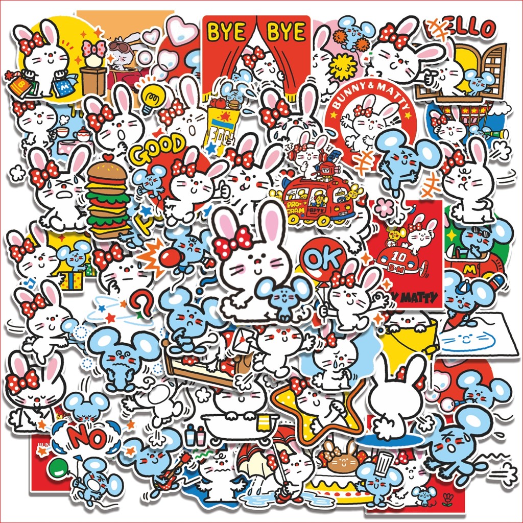 

COD 50 Pcs Stiker Cute Bunny And Matty Lucu Anti Air Untuk Dekorasi Notebook Sepeda Skateboard Handphone DIY