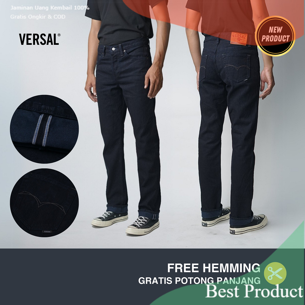 Versal - HAZEL BLUE 15oz Blue Weft Selvedge Accent Denim (Ready Stock)/ bigsize BIgsize super jumbo