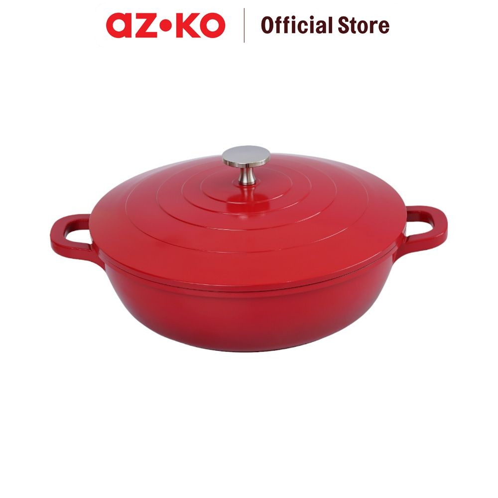 AZKO Kris 24 cm Carol Panci Hot Pot Dengan Tutup Aluminium - Merah Pot Masak Sup Food Grade Panci Ku
