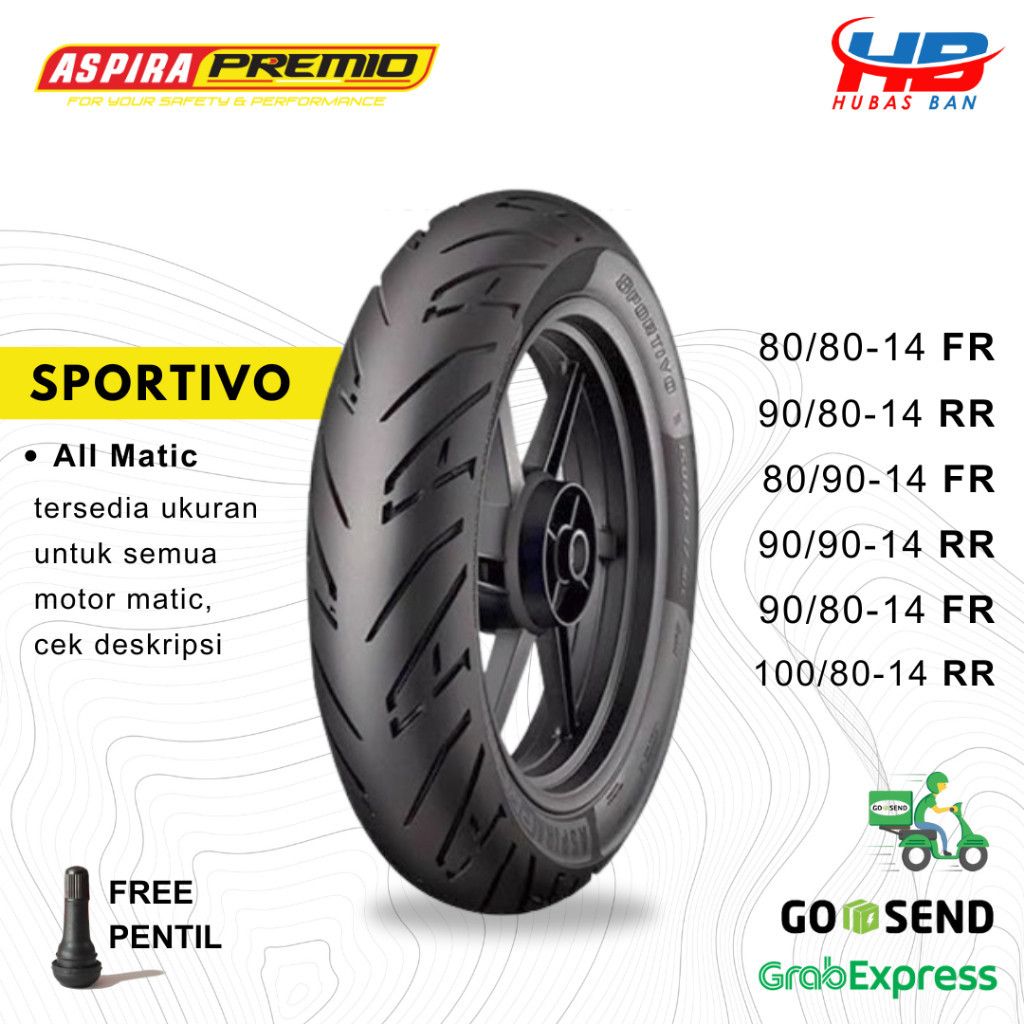 Ban Motor Matic ASPIRA Sportivo Ring 14 Tubeless 80 90 100 Beat Mio Vario Depan Belakang