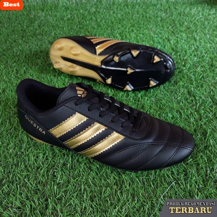 rekomendasi sepatu bola untuk kaki lebar COD Sepatu Sepak Bola Adidas Questra - Hitam Gold, 39