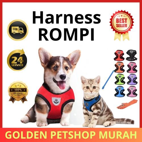 GOLDEN PM Harness Dada Kucing Dan Anjing Bersikulasi Udara Tali Hewan Peliharaan Breflektif Aksesori