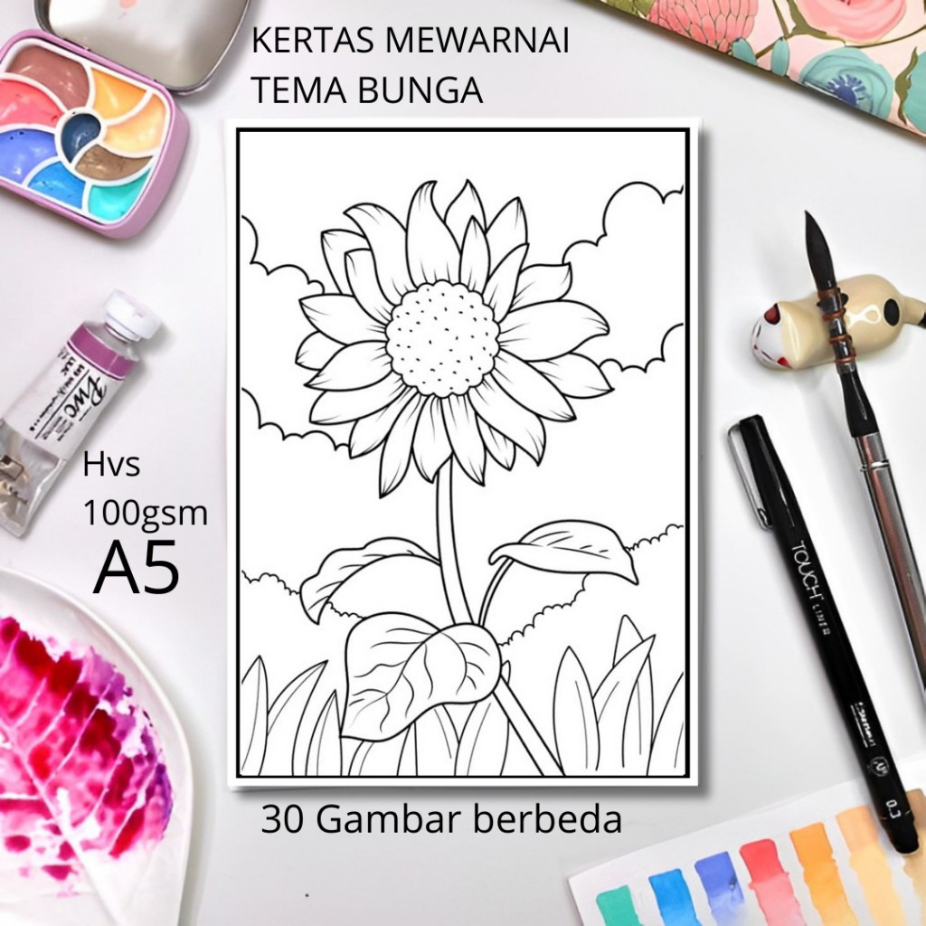 

30 Gambar Kertas mewarnai anak / Coloring / Sketa Tema Bungaclaraa aurel