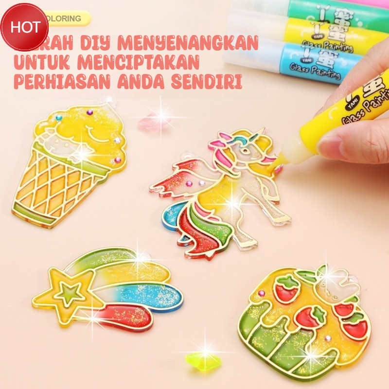 

【CASH ON DELIVERY】 Diy Dyed Keychain Accessories Crystal Pendant Studio Diy Painting Glass