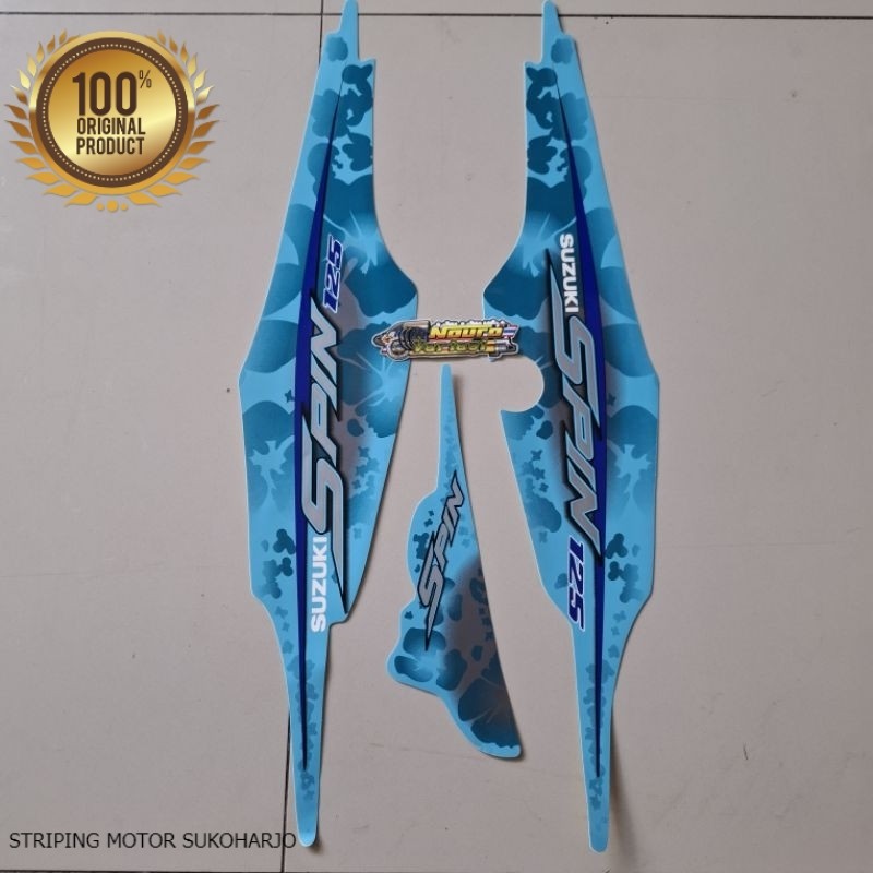 (ORI) Striping Suzuki spin sr 125 2007 2008 biru flower Kualitas original pabrik