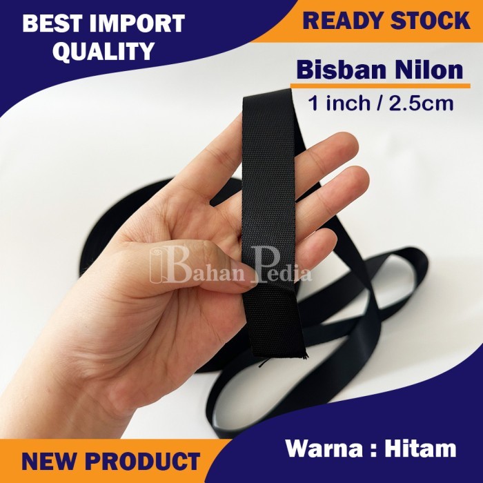 ✨NEW✨ -[Roll 45meter] Tali Webbing Bisban Nilon Nylon Licin Halus Impor 2.5cm - Abu-abu- 1.2.23