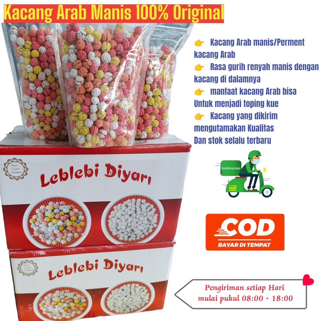 

Kacang Arab Rasa Manis Kemasan 1 kg dan 500 gr