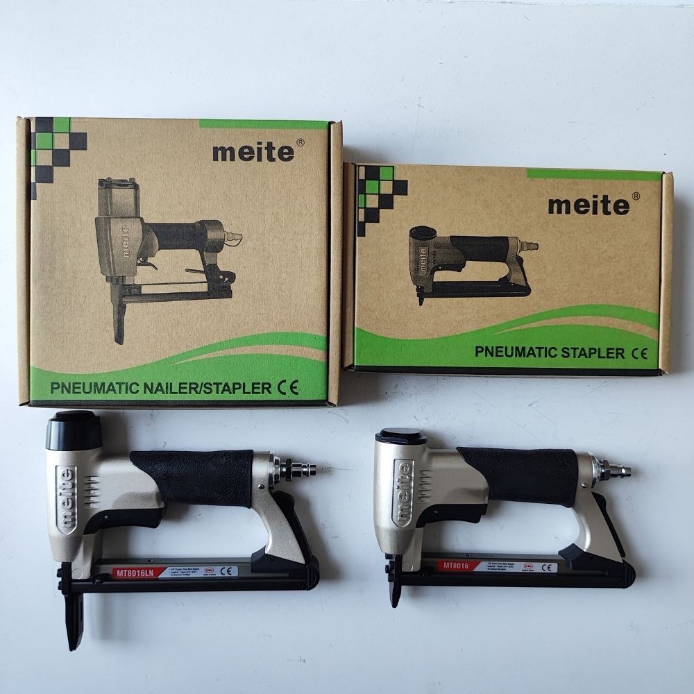 

MT8016 Pneumatic Upholstery Stapler 21 Gauge 1/2" Crown 1/4" to 5/8" Length Industrial Fine Wire Stapler Air Stapler