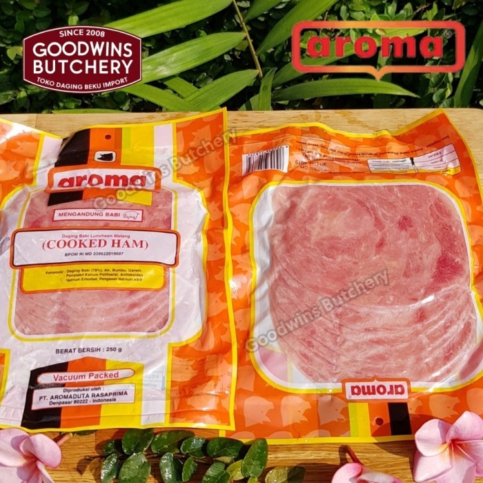 

2.5kg pork cooked ham whole / babi ham utuh - Aroma Bali - SLICED 250gr