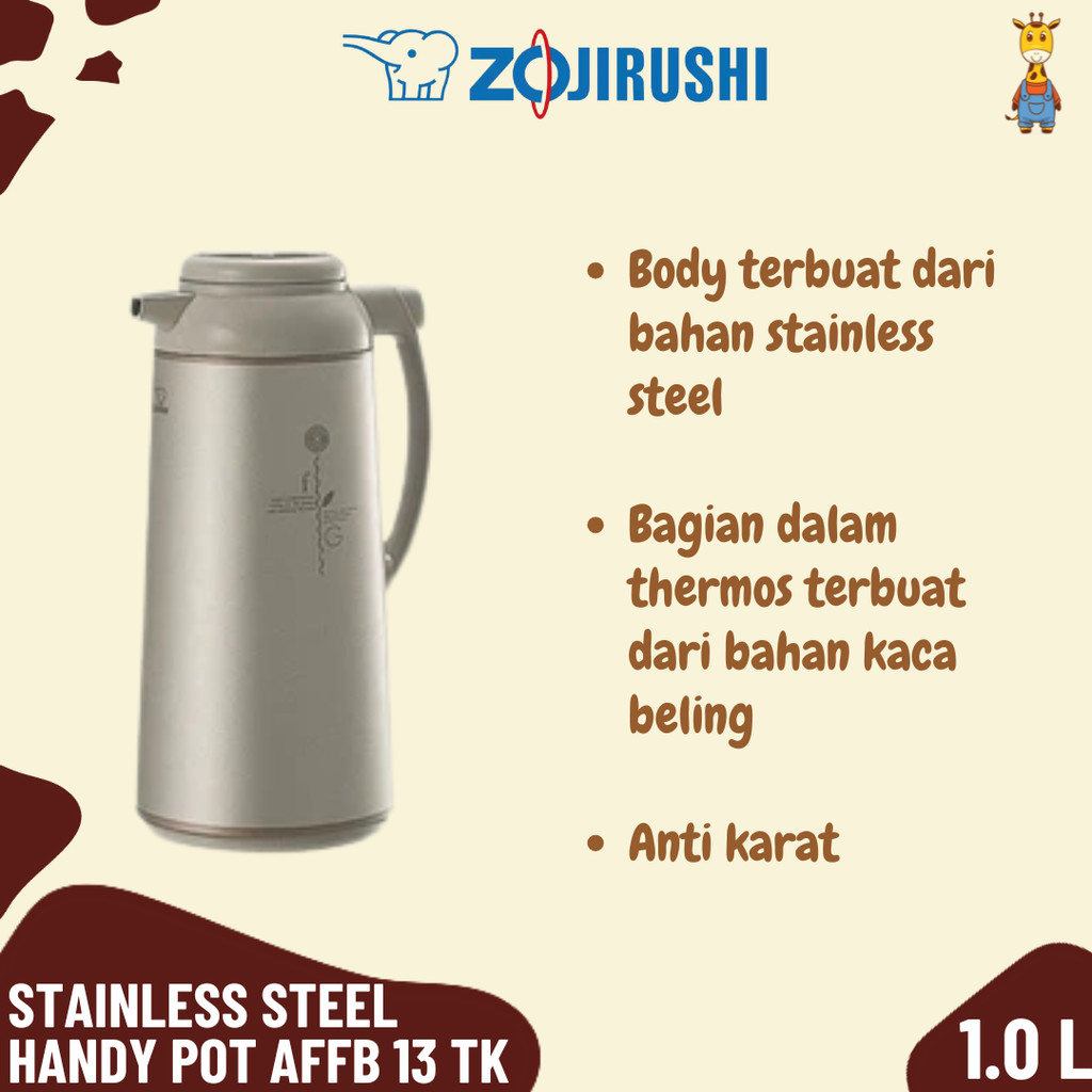 Zojirushi Handy Pot AFFB 13 TK - Termos Kaca Stainless