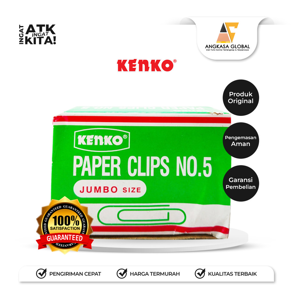 

KENKO KLIP KERTAS/ PAPER CLIP NO.5 (1PACK/ 10DUS)