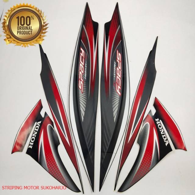 (ORI) striping honda spacy karbu 2011 2012 hitam merah list body standar kualitas original