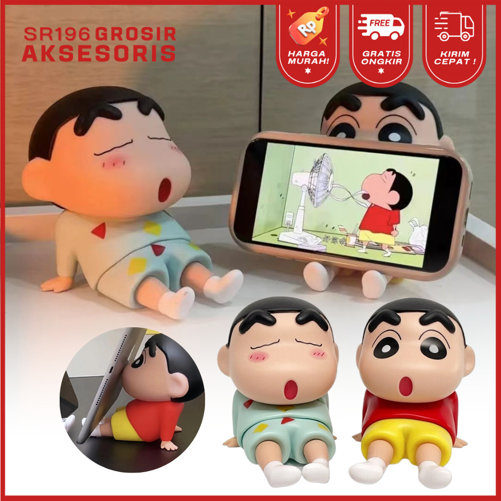 Lazy Shincan Crayon Karakter Ornamen Phone Holder Tablet Lucu Stand Hp Dudukan Tatakan Handphone Sin