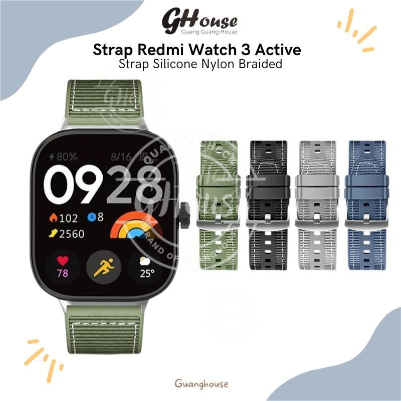Strap Redmi Watch 3 Active Silicone Nylon Braided Tali Xiaomi Redmi Watch 3 Active Strap Bahan Silic