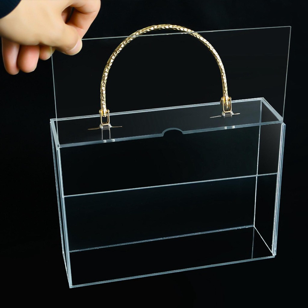 

Clear Acrylic Flower Box with Handles Reusable Rectangular Large Gift Box for Wedding Present Gift Box Empty for Wedding Favor