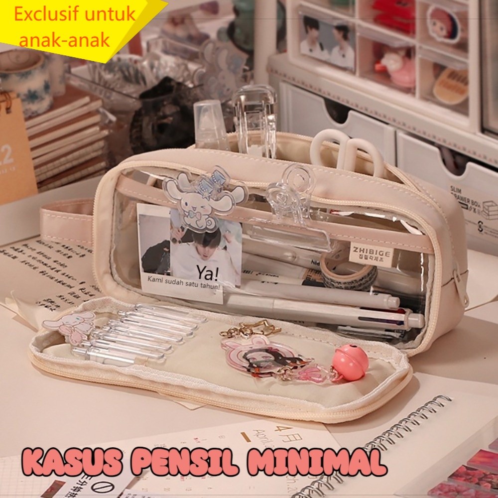 

kapasitas besar kotak pensil tempat pensil siswa sekolah dasar gaya kotak alat tulis warna solid tempat pensil Sayang