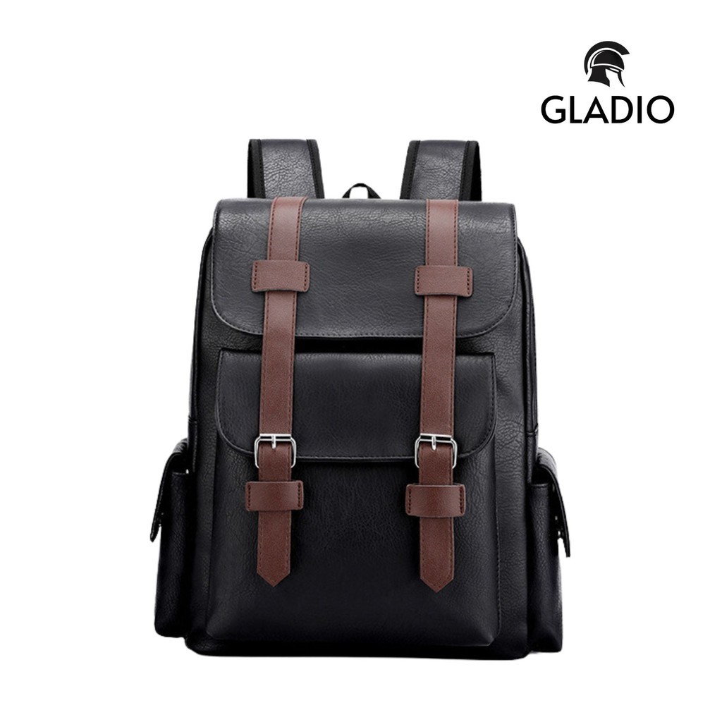 GLADIO Tas Ransel Pria Kenta Kulit Besar Traveling Premium Muat Laptop Mewah Kekinian Backpack