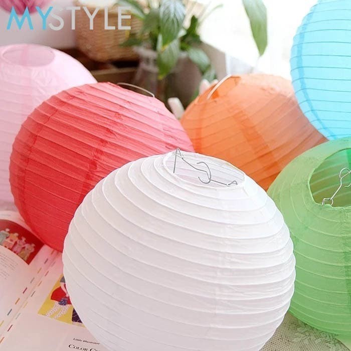 KOREANS LAMPION/LAMPION WARNA/LAMPION PESTA/ LAMPION IMLEK/LAMPION POLOS 20CM - Biru Muda
