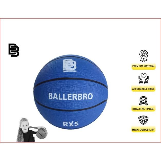 Bola Basket Anak Size 5 BALLERBRO RX5 RUBBER Original / Bal Basketball Karet Rubber Ukuran 5 Support