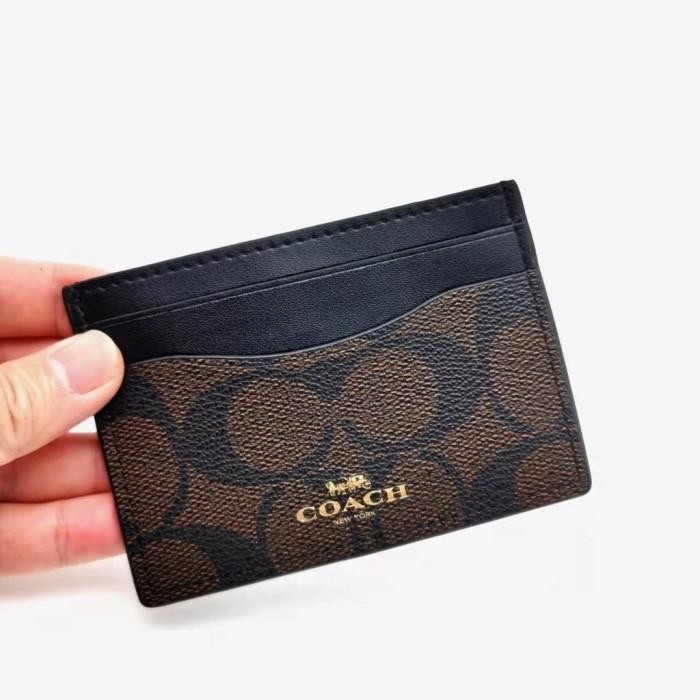 

ANDMA [SIAP DIKIRIM] COÅCH 58110 Card Holder WALLET in Signature Canvas Card Case - coffee