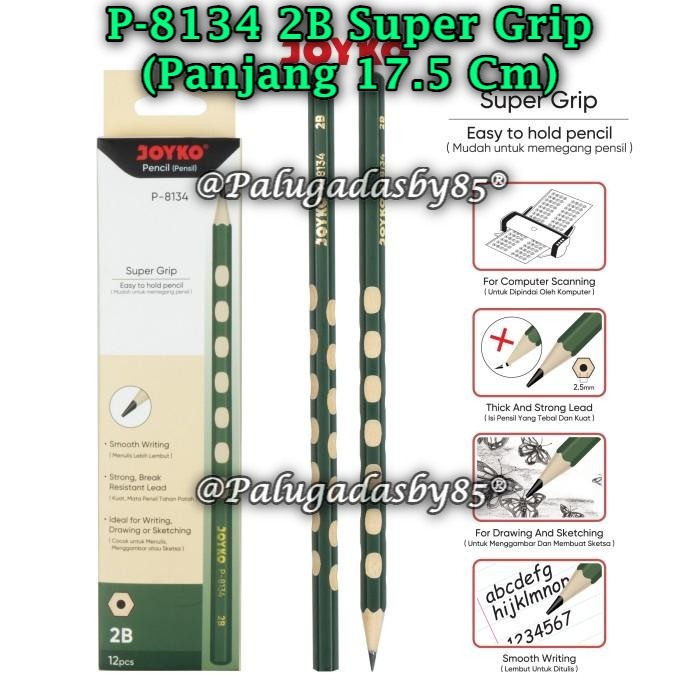 

(1 Pak/12) GROSIR Pensil JOYKO P-8134 2B Super Grip / Pencil Pensil Joyko P-8134 2B (Pak/12)