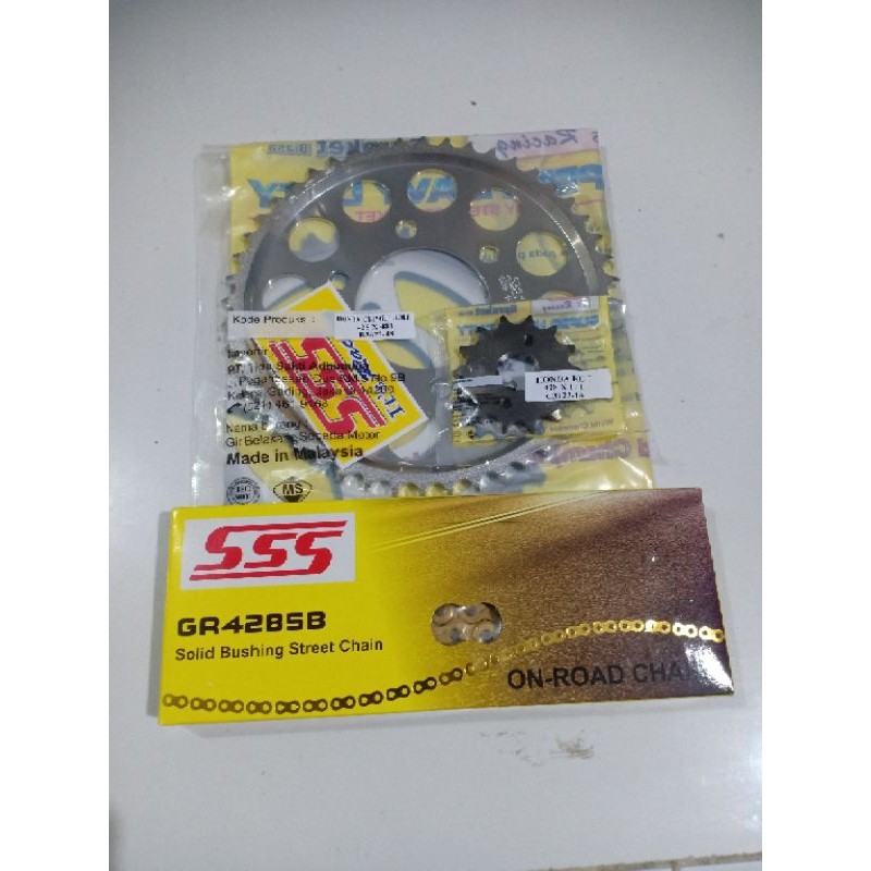 gear gir SSS 428 Rantai gold sss sb Cb150R/Cbr 150 new lubang baut gir belakang 6