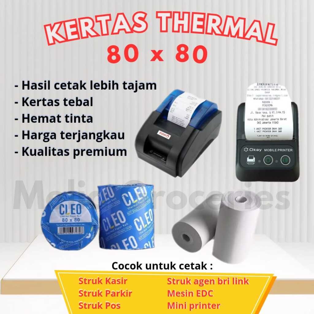 

Kertas Kasir Cleo 80 X 80 Thermal / Kertas Struk Termal