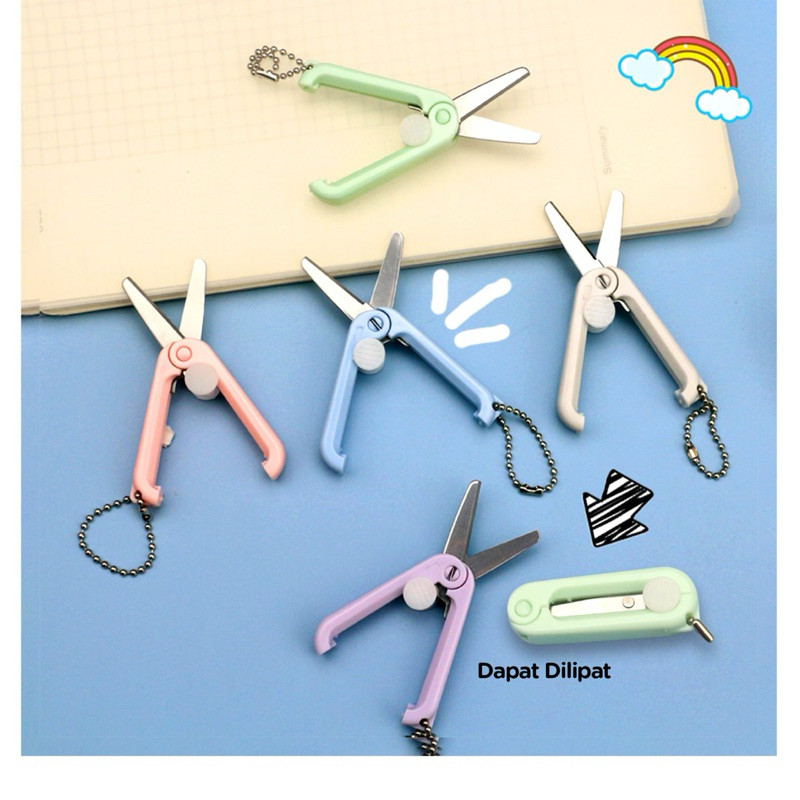 

Gunting Lipat Mini Travellling Stainless Steel / Retractable Mini Folding Scissors Portable Dengan Gantungan Serbaguna