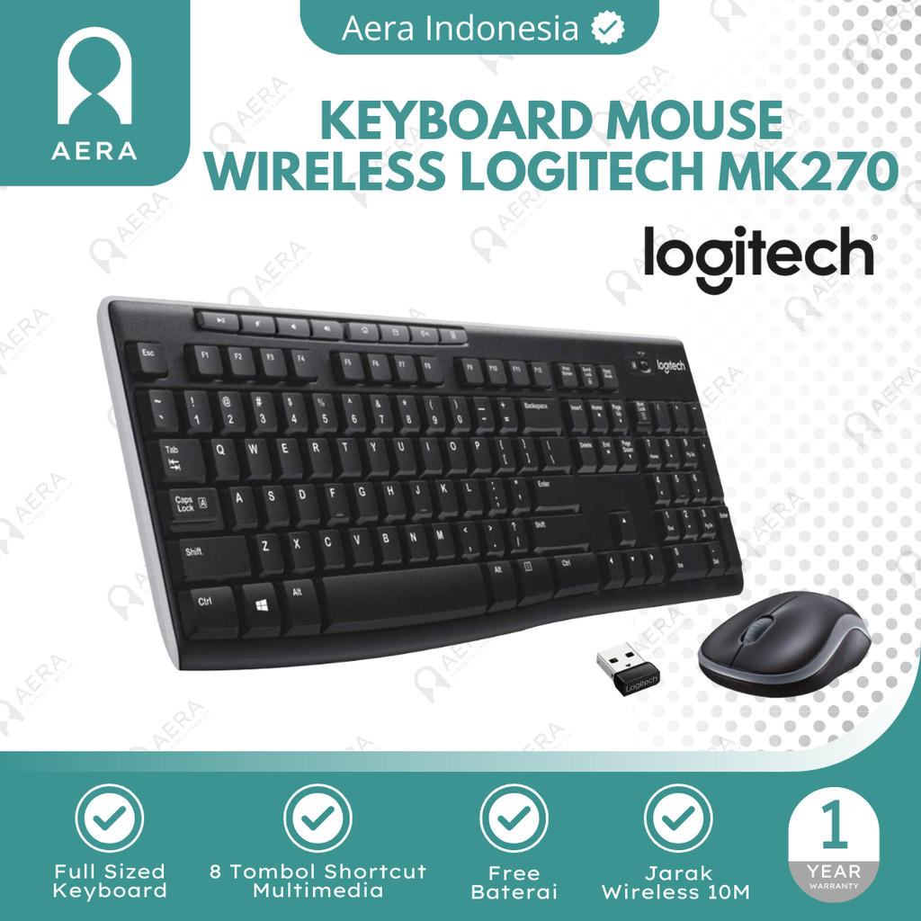 Keyboard + Mouse Wireless LOGITECH MK270 | Keyboard Usb Wireless | Keyboard Logitech MK270