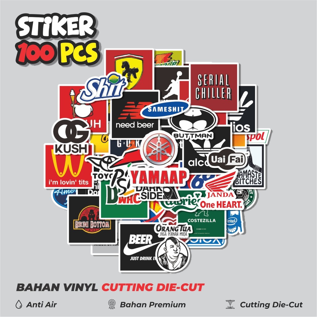 

Terbaru! 50 pcs Stiker Random Logo Parodi Versi 1 Dekorasi Lucu Kreatif untuk Notebook, Skateboard, HP