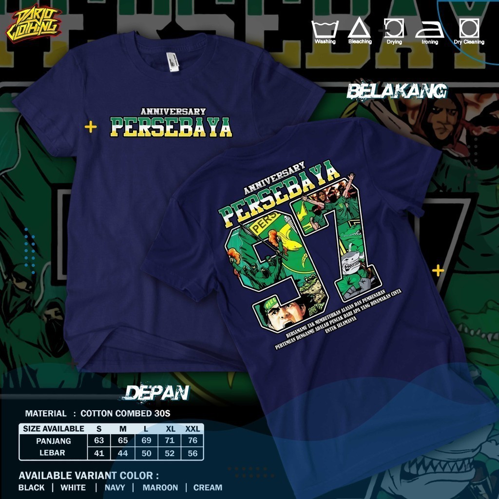 Kaos Persebaya Anniversary 97 1927 - 2024 | Baju Bonex Surabaya Suporter Bajolijo Tshirt
