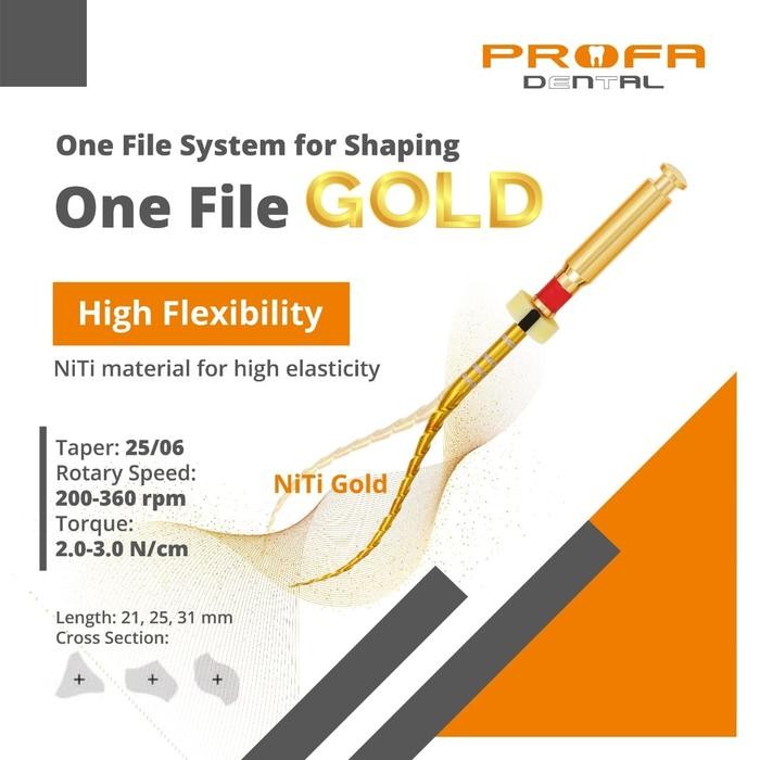 

Promo Endofile ONE FILE GOLD PROFA // MONO FILE // One File // Endo file - Size 21mm Terlaris