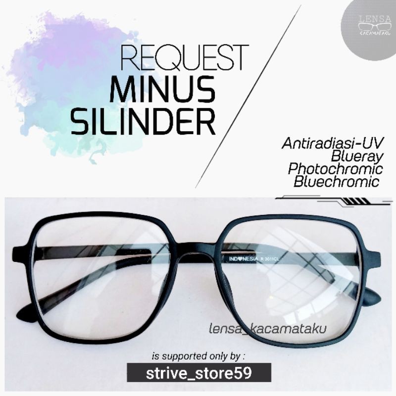 Kacamata Kotak Besar Persegi Wajah Bulat Minus 1 5 6 7 2 4 3 Silinder Kaca Mata Lensa Tipis Tinggi K