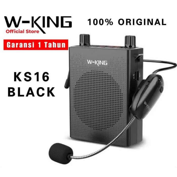 Speaker Wking KS16 Mini Bluetooth Pinggang Tour Guide Mic W-King - Hitam