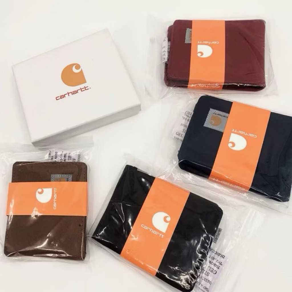 ANGGRAEINI Dompet Lipat Stylish Pria & Wanita Carhart Kanvas Streetwear Black & Brown With Box