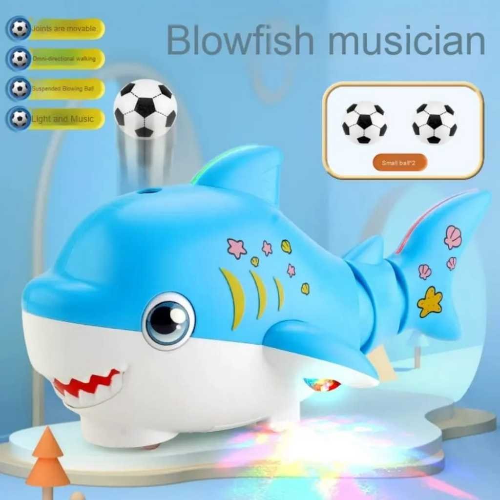 REBONSHOP Mainan Anak Hiu Tiup Lucu Free 2 Bola/ SHARK TOYS REMOTE CONTROL/ Mainan Hiu Edukasi Anak 