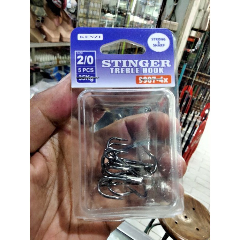 Mata Kail Treble Hook kenzi stinger 9907 -4X. no.3/0. 2/0. 1/0. 1. 2. 4. 6