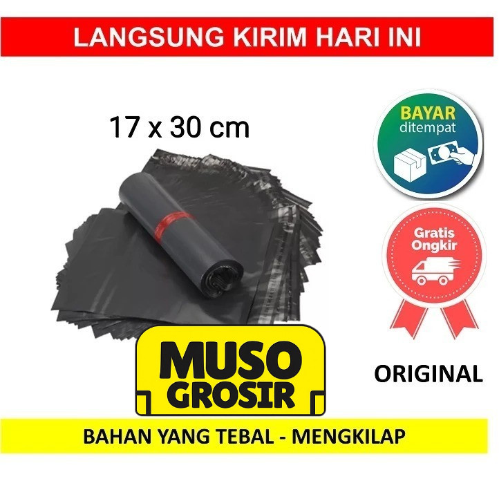 

MUSO | TERMURAH 17 / 20 x 30 KANTONG PLASTIK POLYMAILER AMPLOP PACKING ONLINE SHOP TEBAL PREMIUM + LEM PEREKAT - GROSIR