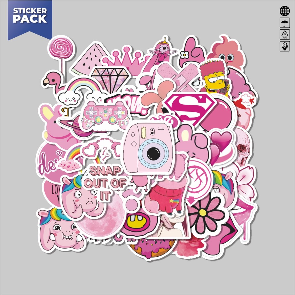 

[100PCS]Stiker Pack Stiker Pink Aesthetic Pinterest V5 Aesthetic Vinyl Anti Air Dekorasi Sticker Laptop Buku Journal Koper Helm Casing HP Gitar Helm Skateboard