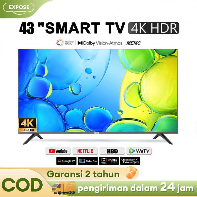 TV Android 43 inch Netflix Smart TV LED UHD 4K WIFI Youtube/Google Play Dolby Audio 5 tahun garansi