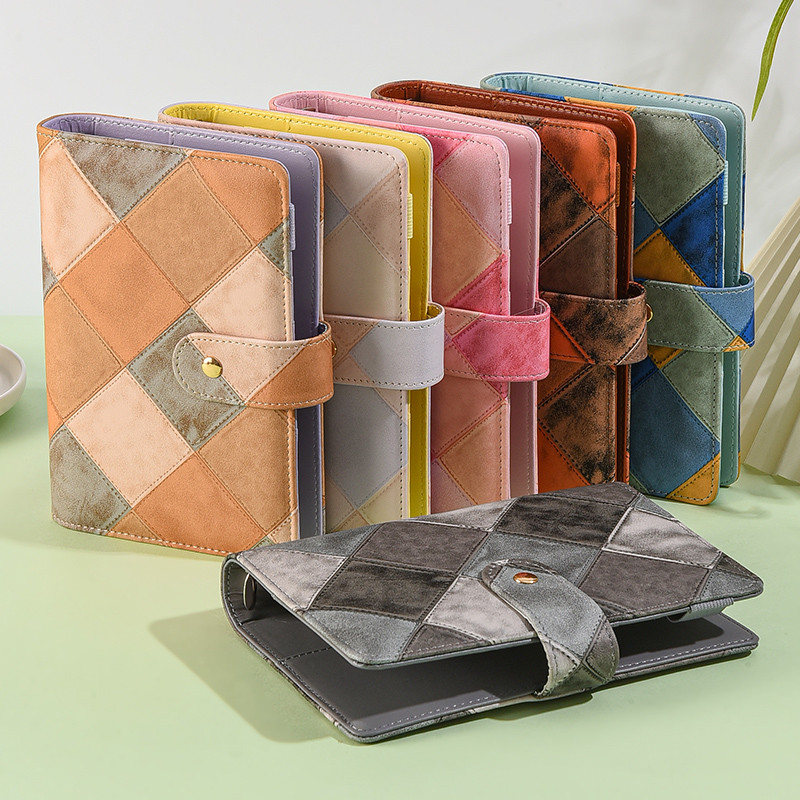 

A6 Retro Plaid Pattern PU Leather DIY Binder Notebook Only Covers Diary Books Schedule Covers School Stationery