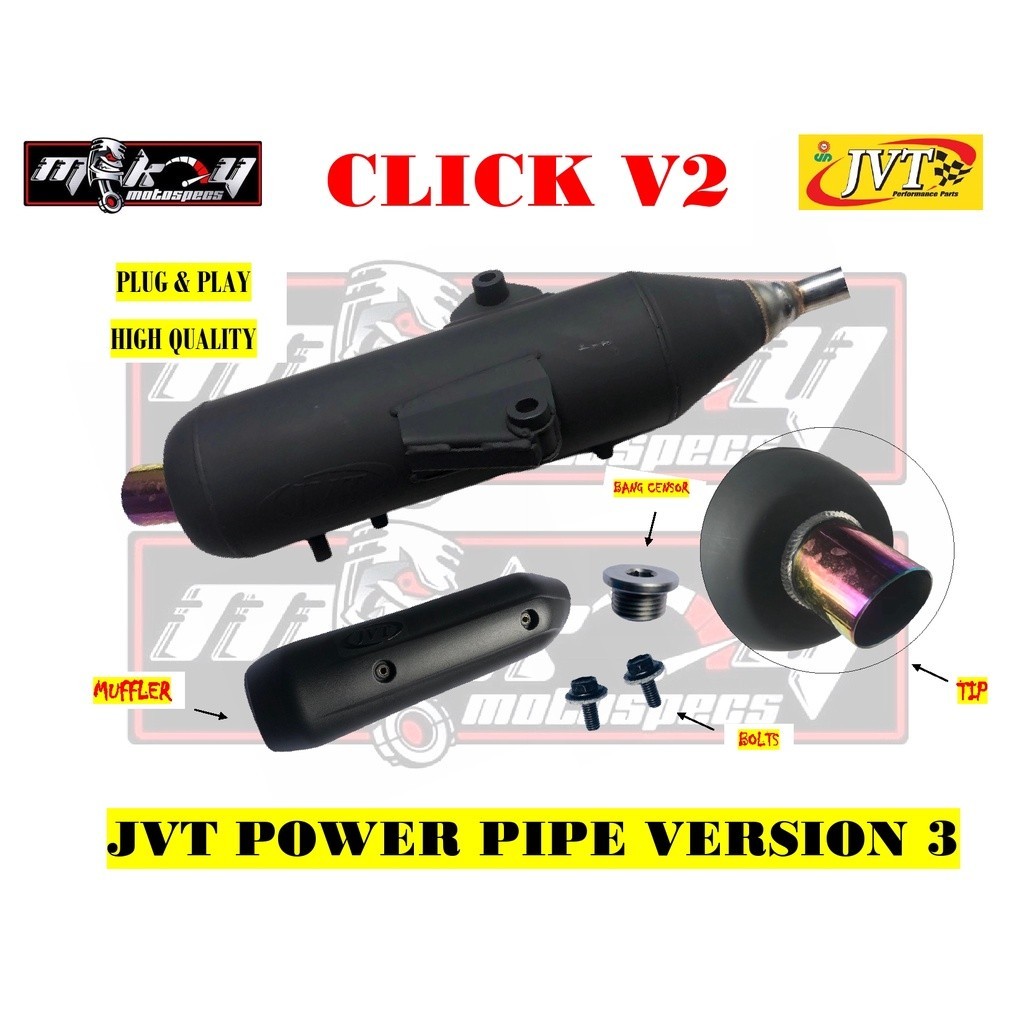 JVT TAIWAN RACING  EXHAUST PIPE V3 FOR HONDA CLICK GAME CHANGER VERSION 2 ( TAMBUTSO ) rev kou pipe 