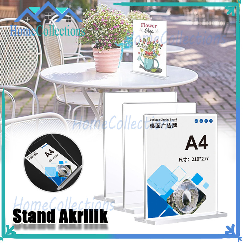 

Display Menu Standing Acrylic Papan Tempat Meja Minimalis Untuk Brosur Ukuran A6 A5 A4