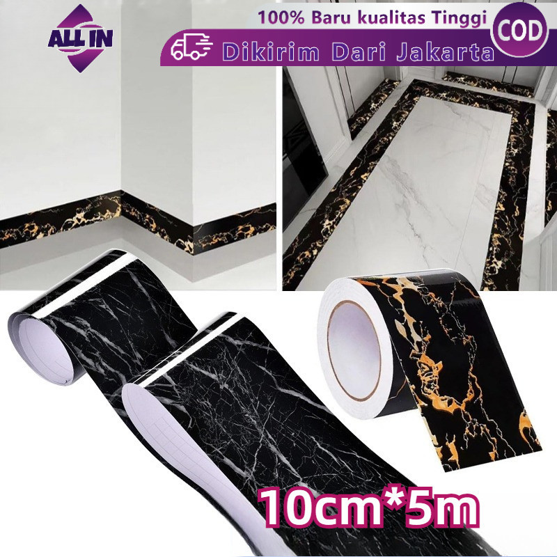 5M Tembok Stiker Keramik Anti-Air Border Strip PVC Stiker Dekorasi Lantai Keramik Wallpaper Sticker