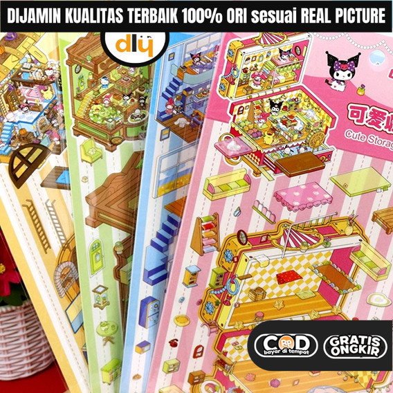 

DLY Mainan Puzzle Sticker Rumah Rumahan Kuromi DIY 3D Edukasi Anak Perempuan KKV 9 7 5 4 3 2 Tahun