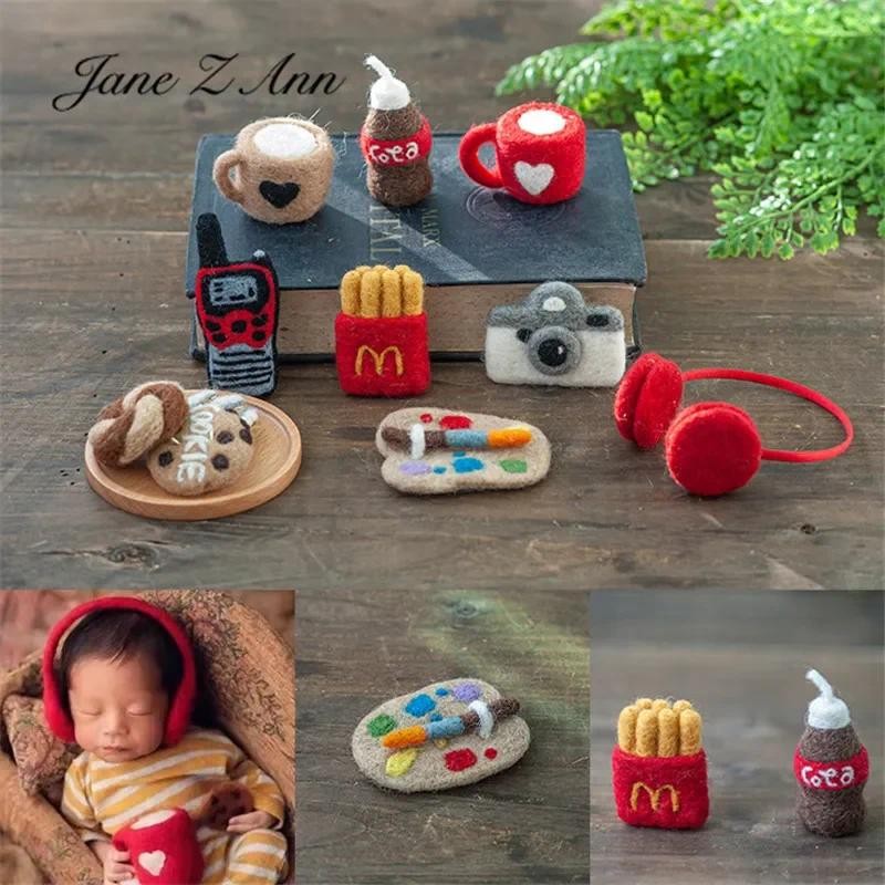 

Baby wool felt palette French fries headset biscuits love cup photography creative props studio shooting accessories